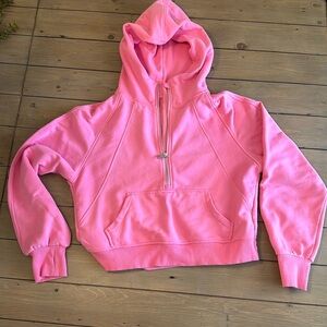 Amazon scuba knockoff -Half Zipper, Crop sweatshirt. Pink, size med